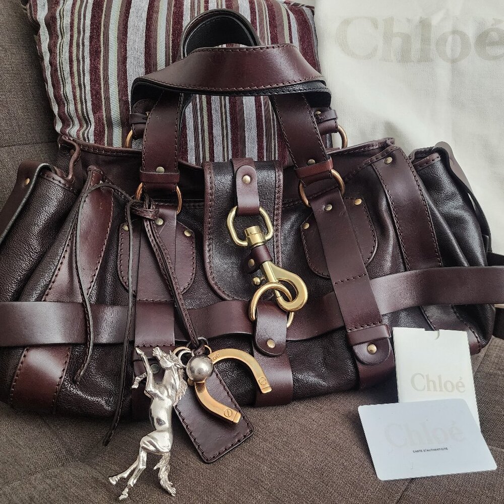 Chloe Kerala Equestrian Dark Brown Leather Handbag